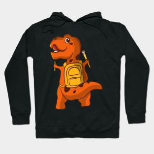 cartoon cute little dinosaur illustration design carrying bag holding pencil and brush Hoodie